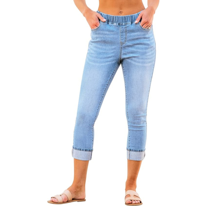 2026 Γυναικείοι Τζιν Με Λαστιχένια Μέση, Stretch Denim, Μοντέρνο Casual, Πλυμένα Τζιν