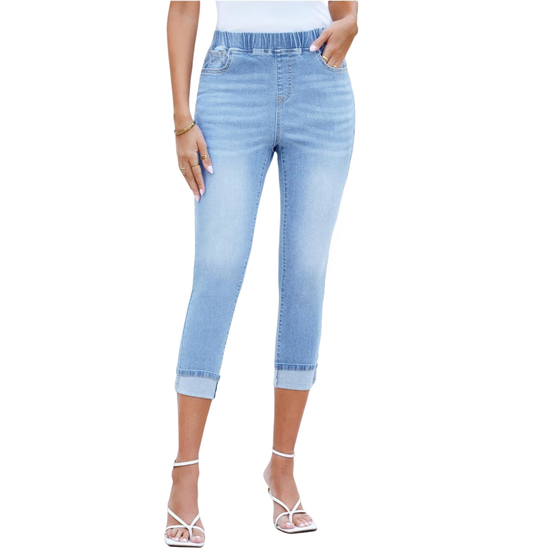 2026 Γυναικείοι Τζιν Με Λαστιχένια Μέση, Stretch Denim, Μοντέρνο Casual, Πλυμένα Τζιν