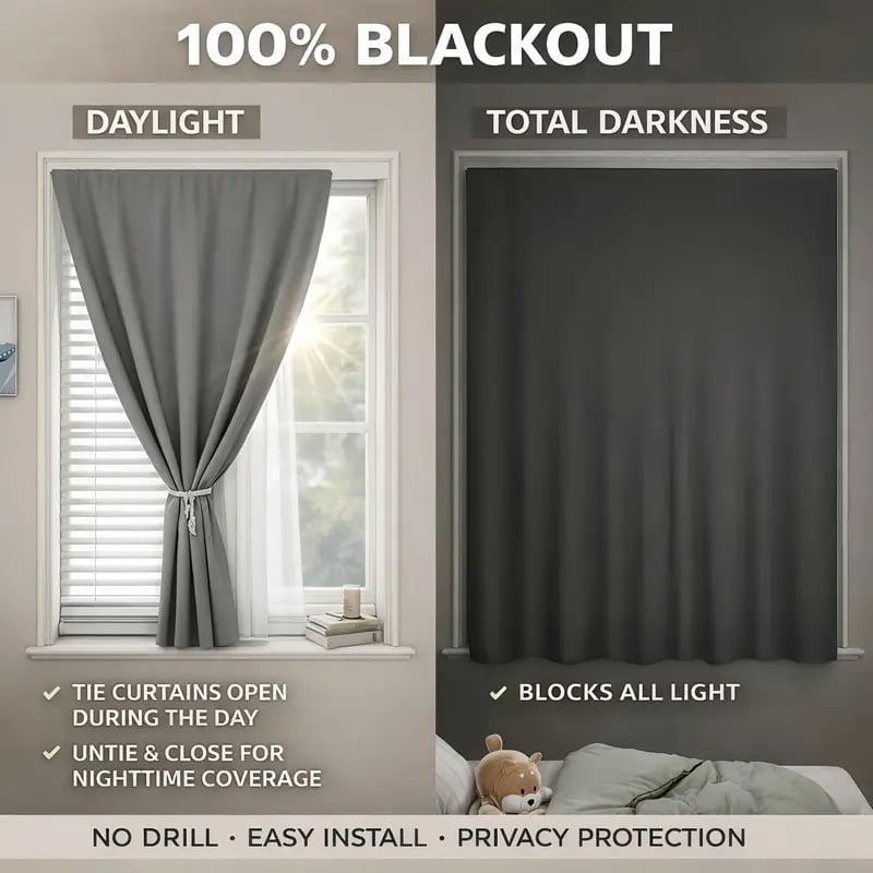 Perdea de balcon cu blackout complet, din poliester, cu Velcro – design modern minimalist, impermeabilă și rezistentă la vânt, blocare a luminii, lavabilă la mașină