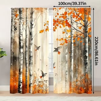 Cortine cu imprimeu de plante verzi și copaci, pentru living și dormitor, blackout, stil modern minimalist, semi-umbrire 40–70%