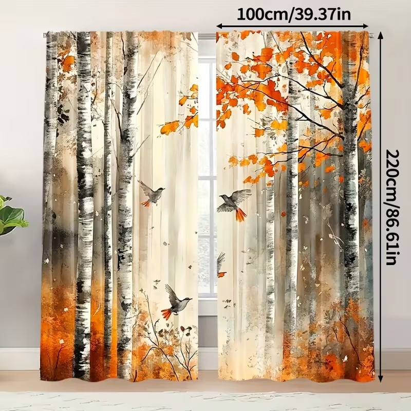 Cortine cu imprimeu de plante verzi și copaci, pentru living și dormitor, blackout, stil modern minimalist, semi-umbrire 40–70%