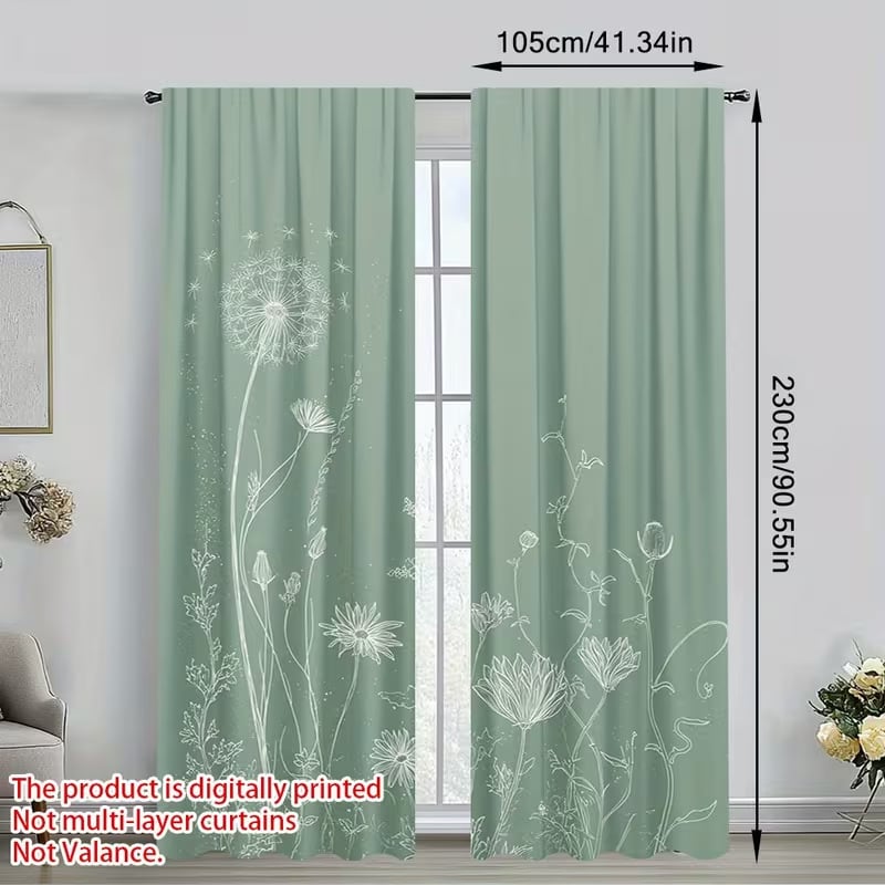 Cortine cu imprimeu de plante verzi și copaci, pentru living și dormitor, blackout, stil modern minimalist, semi-umbrire 40–70%