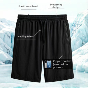 Pánske športové šortky z ice silk, leto, ľahké, rýchloschnúce, voľný strih, capri dĺžka