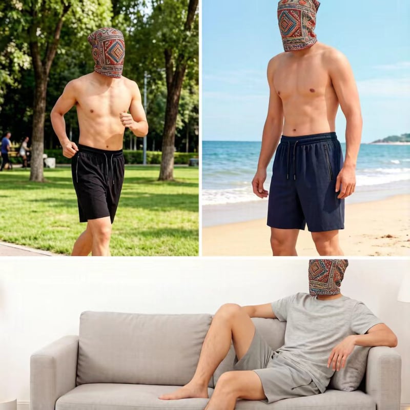 Pánske športové šortky z ice silk, leto, ľahké, rýchloschnúce, voľný strih, capri dĺžka