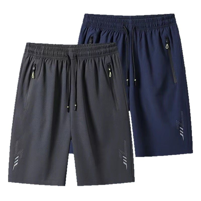 Pánske športové šortky z ice silk, leto, ľahké, rýchloschnúce, voľný strih, capri dĺžka