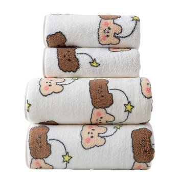 Set uterák z korálového velúru s motívom zvierat, roztomilý karikatúrny dizajn, pre páry, mäkké a absorbujúce, dvojica uterákov