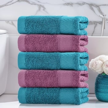 Sada sedem farebných uterák do kúpeľne, bavlna 60% / polyester 40%