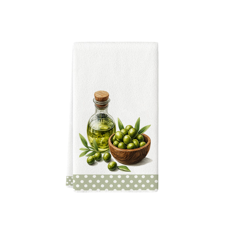 Mikrovláknová utierka na riad s motívmi margarét, monstera, citrón, grejpfrút a olivy