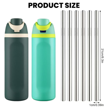 21 cm hosszú rozsdamentes acél szívószál, 10 mm átmérő, kompatibilis Owala 30 oz és 24 oz poharakkal, tisztító kefés készlet