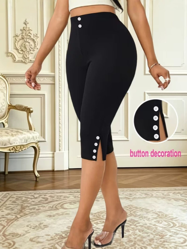 Γυναικείες παντελόνες με patchwork, cropped, slim-fit, casual αθλητικό στυλ