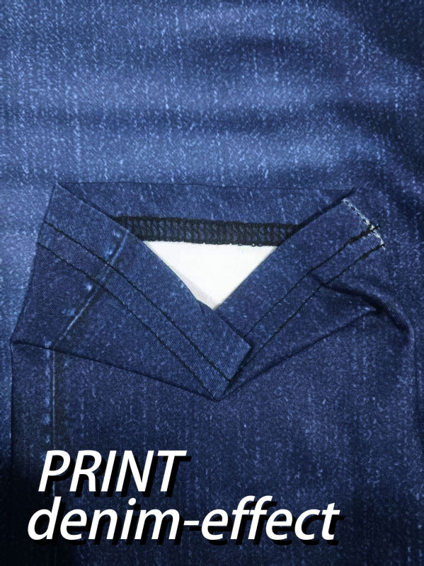 Γυναικείοι κολάν με εκτύπωση ψεύτικου denim και ψηφιακή εκτύπωση για καθημερινή χρήση