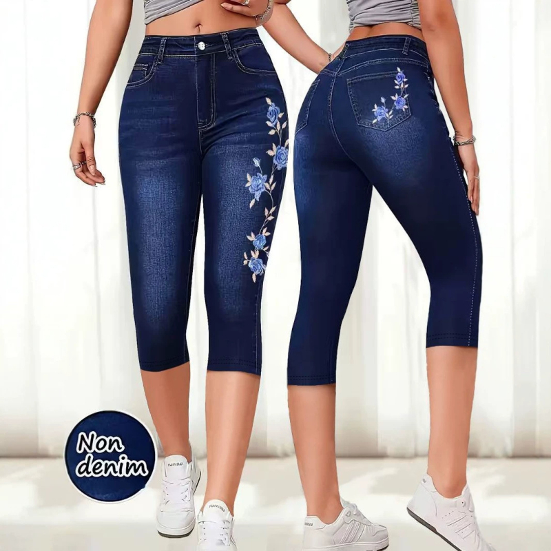 Γυναικείοι κολάν με εκτύπωση ψεύτικου denim και ψηφιακή εκτύπωση για καθημερινή χρήση