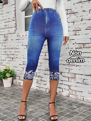 Dámske legíny z Milk Silk s imitáciou denimu, digitálna tlač, každodenné nosenie