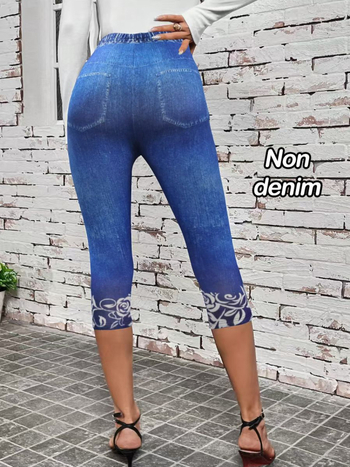 Dámske legíny z Milk Silk s imitáciou denimu, digitálna tlač, každodenné nosenie
