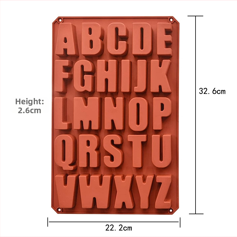 Silikónová forma na tortu s 26 anglickými písmenami, veľká obdĺžniková, vhodná na čokoládu a pečenie, rozmery 32.6 × 22.2 × 2.6 cm