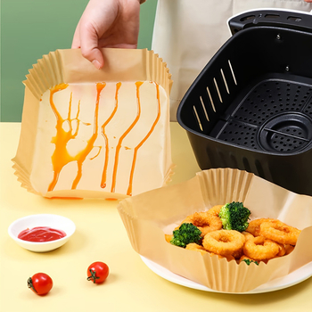 Hârtie de copt pătrată pentru uz casnic, pentru prăjituri, pâine și deserturi, hârtie kraft absorbantă de ulei pentru friteuză cu aer și cuptor
