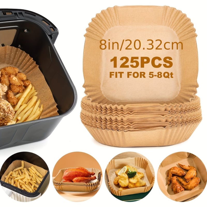 Hârtie de copt pătrată pentru uz casnic, pentru prăjituri, pâine și deserturi, hârtie kraft absorbantă de ulei pentru friteuză cu aer și cuptor