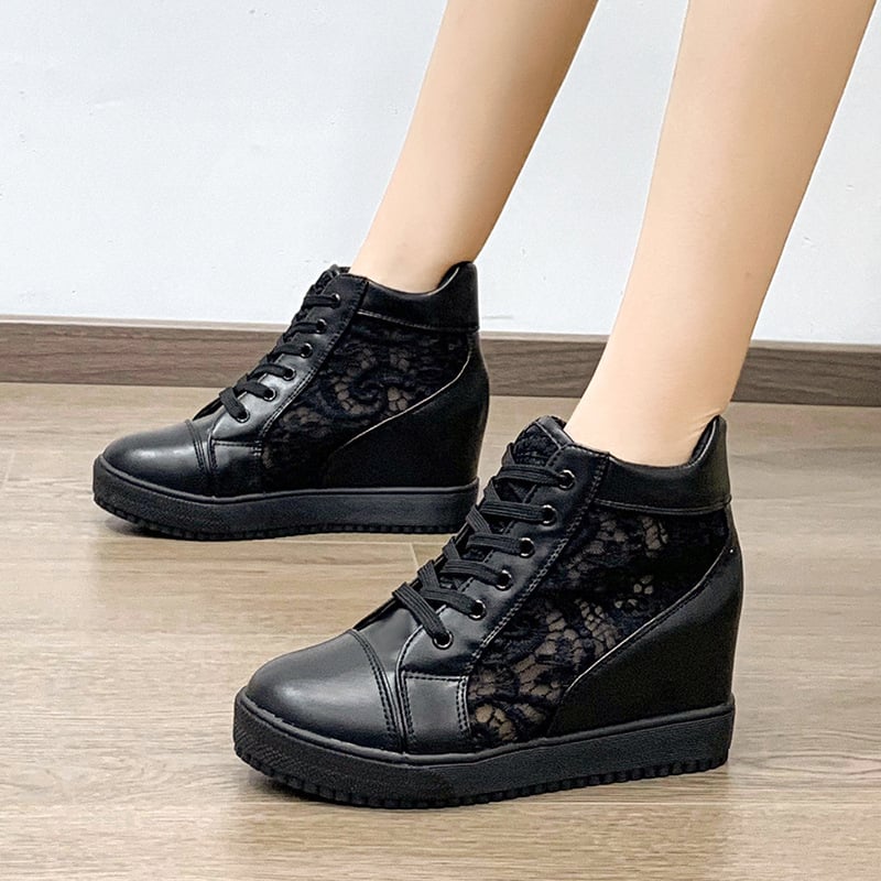 Pantofi sport albi cu șireturi, eleganți și toc plat, vara 2026, noi, eleganți, cu șireturi, cu toc plat, pantofi sport din plasă respirabilă, pantofi casual pentru femei cu șireturi