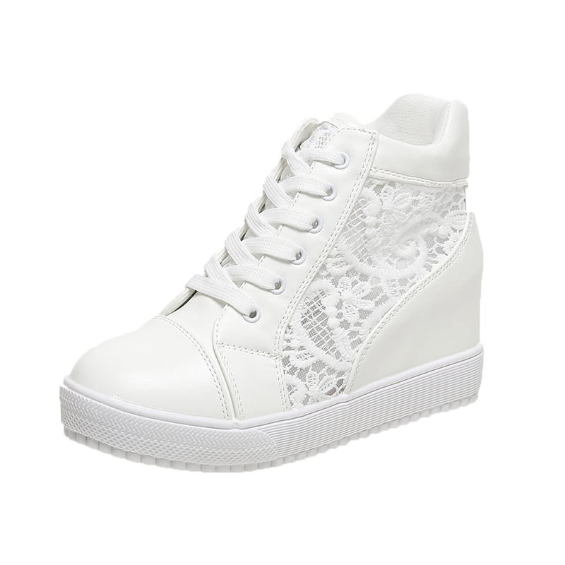 Pantofi sport albi cu șireturi, eleganți și toc plat, vara 2026, noi, eleganți, cu șireturi, cu toc plat, pantofi sport din plasă respirabilă, pantofi casual pentru femei cu șireturi