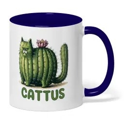 CATTUS Κεραμική κούπα καφέ με σχέδιο γάτας και κάκτου — για τους λάτρεις των γάτων