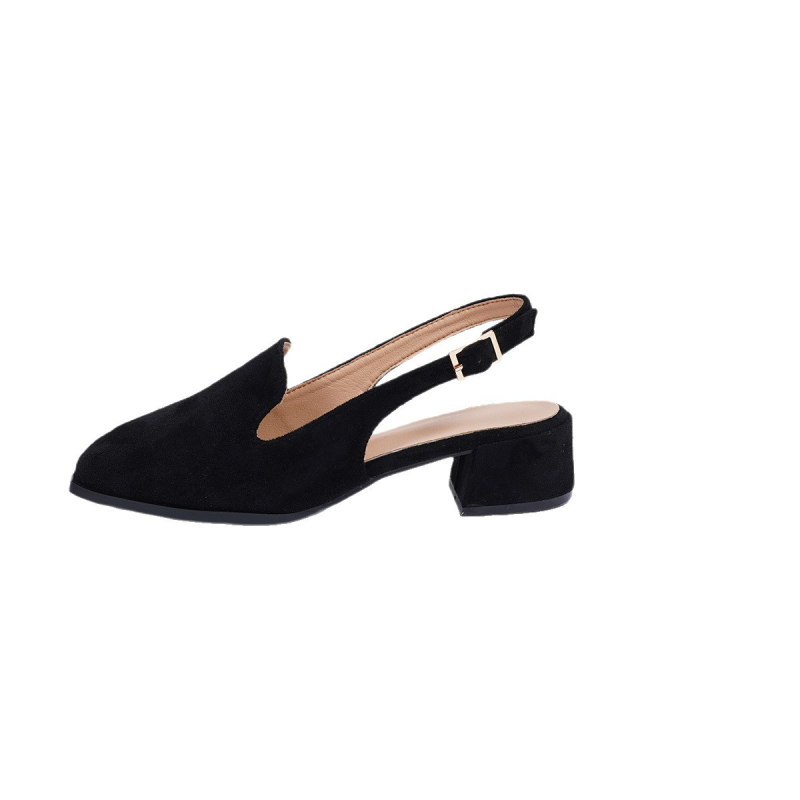 868-10 Pantofi dama din material catifelat, vârf pătrat, toc gros, pentru purtare zilnică