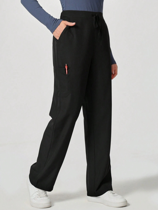 Pantaloni subțiri de vară pentru femei, croială dreaptă, poliester, absorbție a umezelii, pantaloni de lucru casual