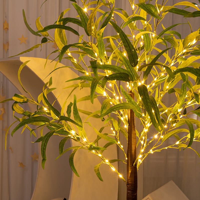 LED kokosový strom, umelá zelená rastlina s listami olív a eukalyptu, osvetlený strom, 1,8 m, vonkajšia dekorácia