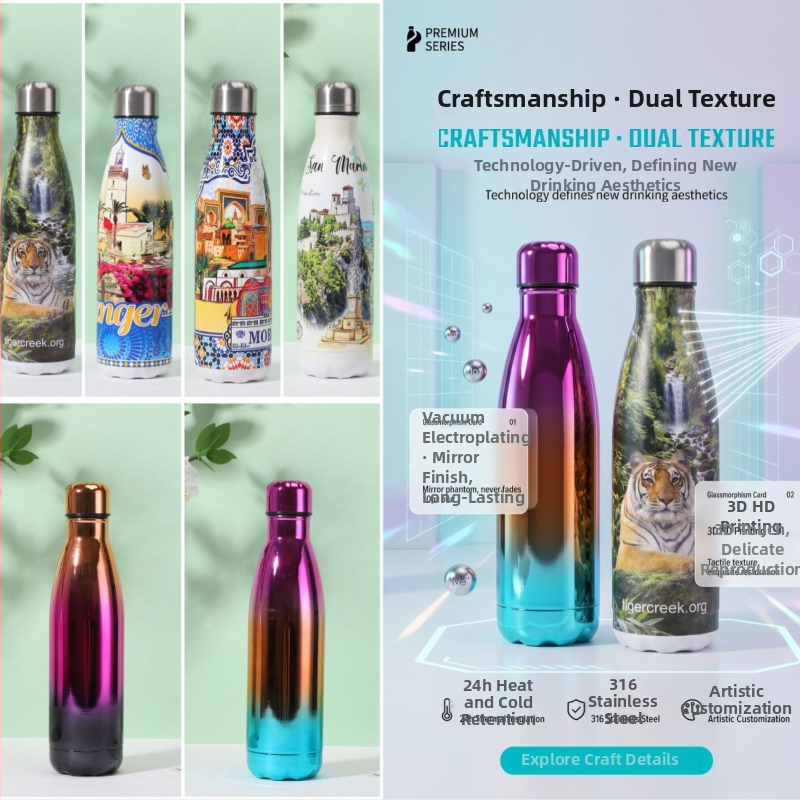 Izolovaná fľaša z nehrdzavejúcej ocele 304, objem 500 ml, športová fľaša s gravírovaním loga