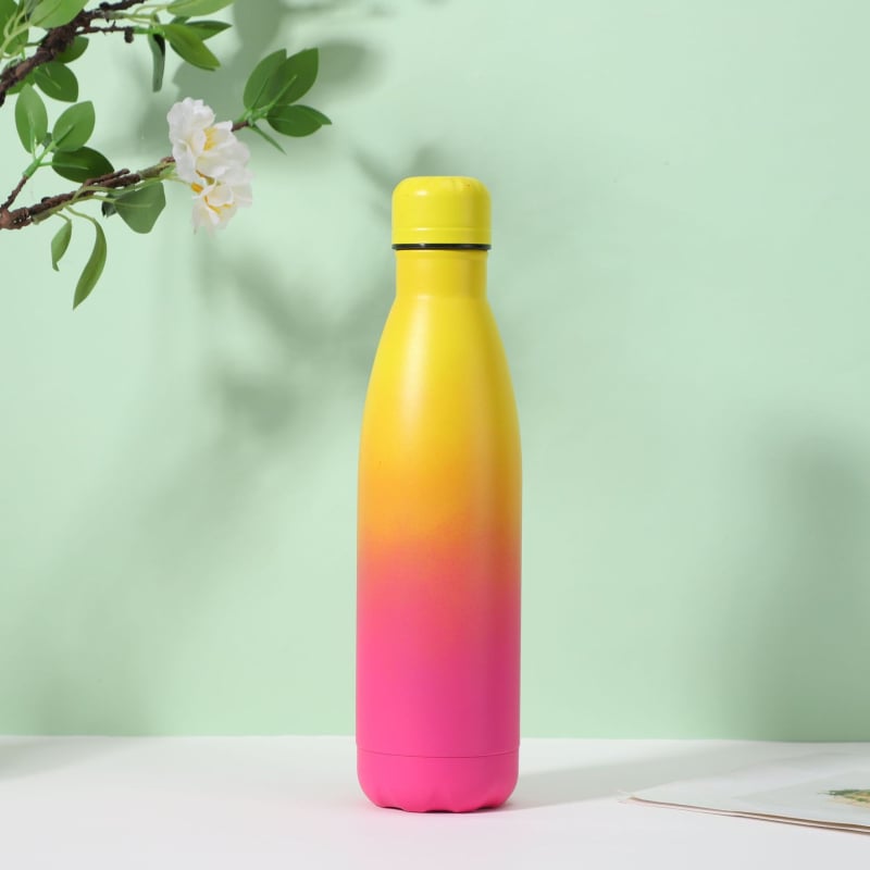 304 rozsdamentes acélból készült szigetelt kulacs, 500 ml, sportos víztartó gravírozható logóval