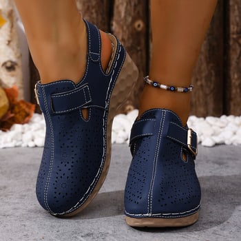 Női zárt orrú, vastag talpú szandál, hátul nyitott, 6-8 cm-es sarok, retro nyári stílus, kényelmes