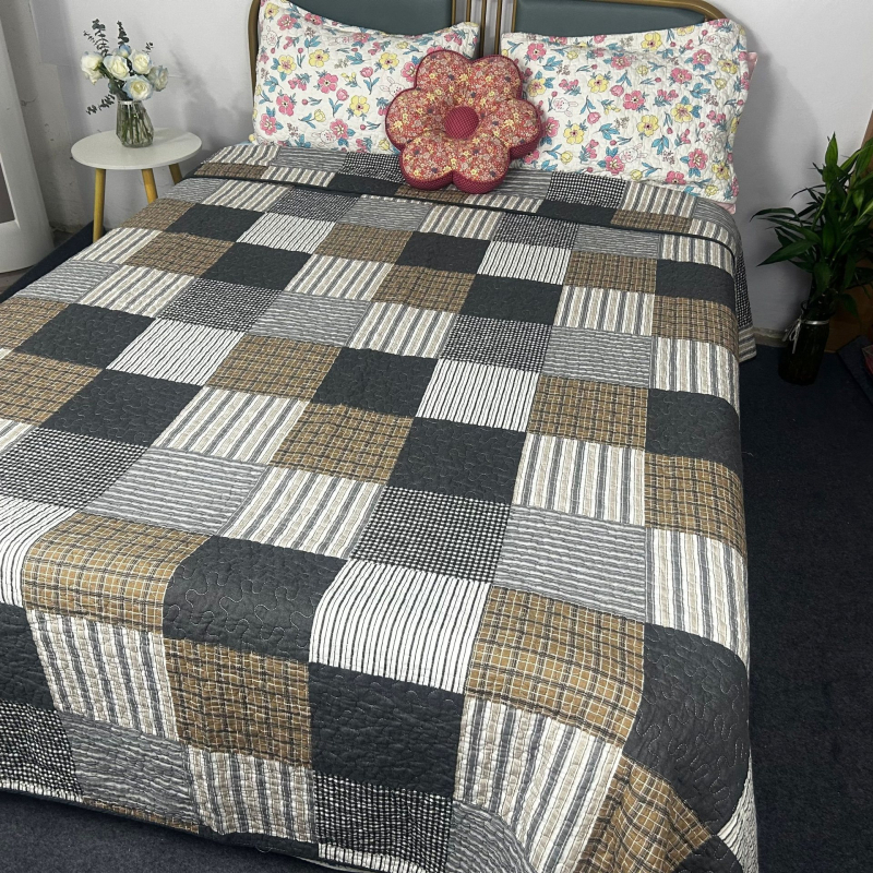 100% bavlnená quiltovaná plachta na posteľ, americký štýl, kvetinový vzor, twill tkanina, moderný minimalistický štýl