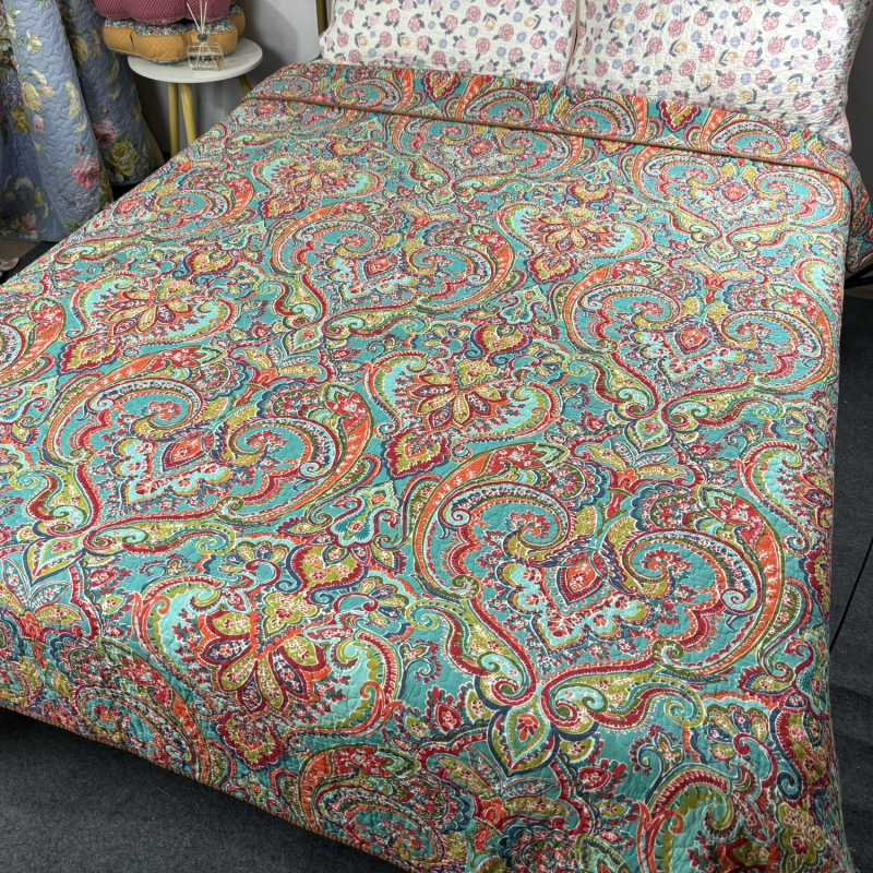 100% bavlnená quiltovaná plachta na posteľ, americký štýl, kvetinový vzor, twill tkanina, moderný minimalistický štýl