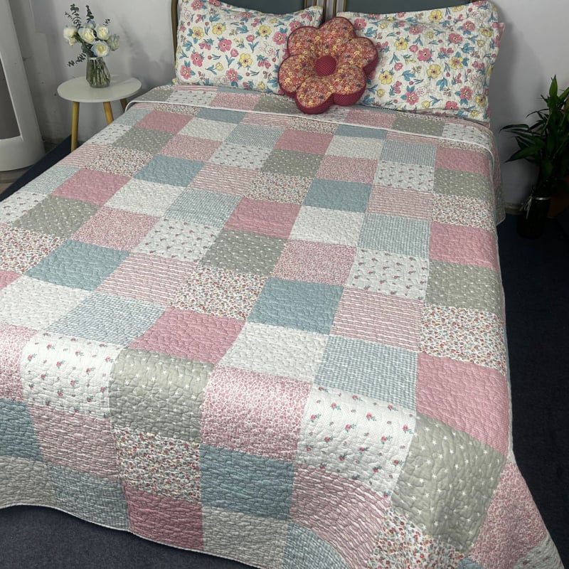 100% bavlnená quiltovaná plachta na posteľ, americký štýl, kvetinový vzor, twill tkanina, moderný minimalistický štýl