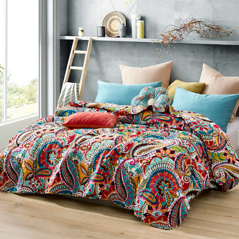 100% bavlnená quiltovaná plachta na posteľ, americký štýl, kvetinový vzor, twill tkanina, moderný minimalistický štýl
