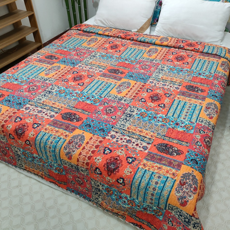 100% bavlnená quiltovaná plachta na posteľ, americký štýl, kvetinový vzor, twill tkanina, moderný minimalistický štýl