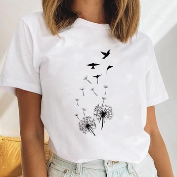 Γυναικείο κοντομάνικο T‑shirt με εκτύπωση καρδιάς και λουλουδιών, μέγεθος plus, ρετρό σχέδιο με γράμματα