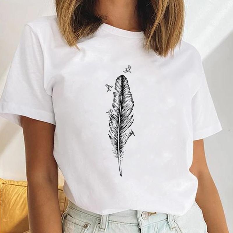 Γυναικείο κοντομάνικο T‑shirt με εκτύπωση καρδιάς και λουλουδιών, μέγεθος plus, ρετρό σχέδιο με γράμματα