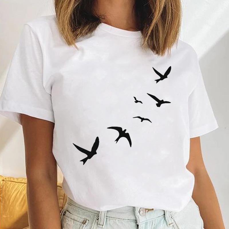 Γυναικείο κοντομάνικο T‑shirt με εκτύπωση καρδιάς και λουλουδιών, μέγεθος plus, ρετρό σχέδιο με γράμματα