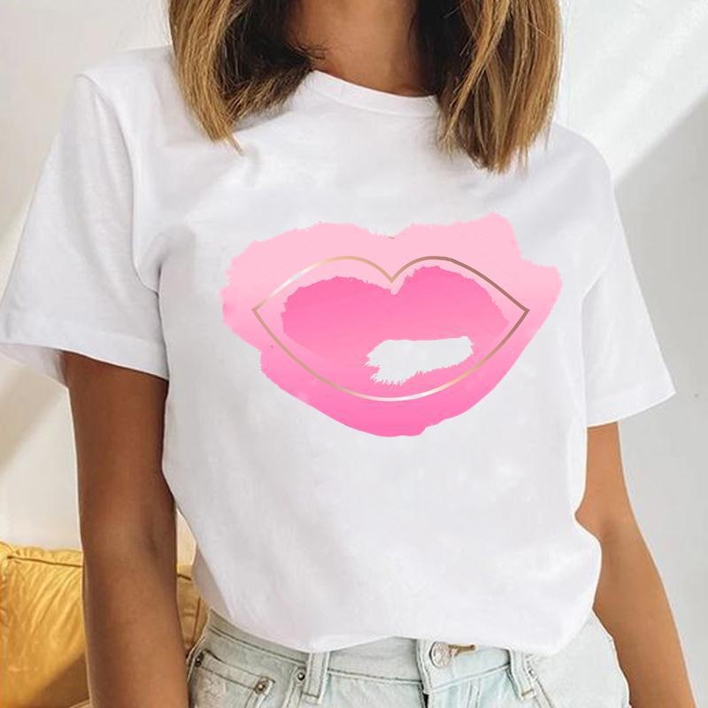 Γυναικείο κοντομάνικο T‑shirt με εκτύπωση καρδιάς και λουλουδιών, μέγεθος plus, ρετρό σχέδιο με γράμματα