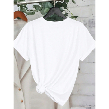 Γυναικείο T-shirt με στρογγυλό λαιμό και κοντά μανίκια, μεταλλικό εκτύπωμα με κεράσια