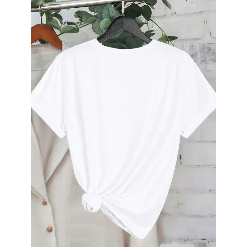 Γυναικείο T-shirt με στρογγυλό λαιμό και κοντά μανίκια, μεταλλικό εκτύπωμα με κεράσια