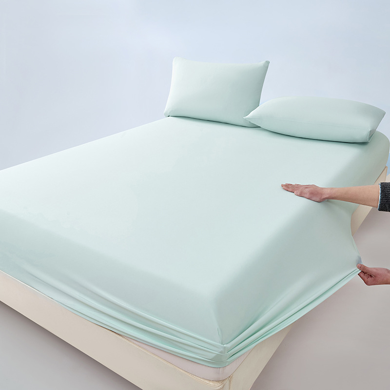 Ice Silk nyári gumis lepedő háromrészes készlet – hűsítő és selymes tapintású, rugalmas spandex, teljes körű védőhuzat egyszemélyes ágyhoz