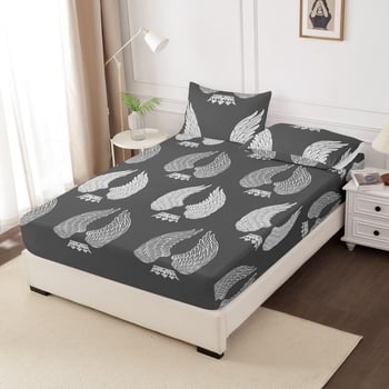 Nyomtatott flanel ágyneműkészlet geometriai mintával, 4 részes, egész éves, ágyméret 1,5 m