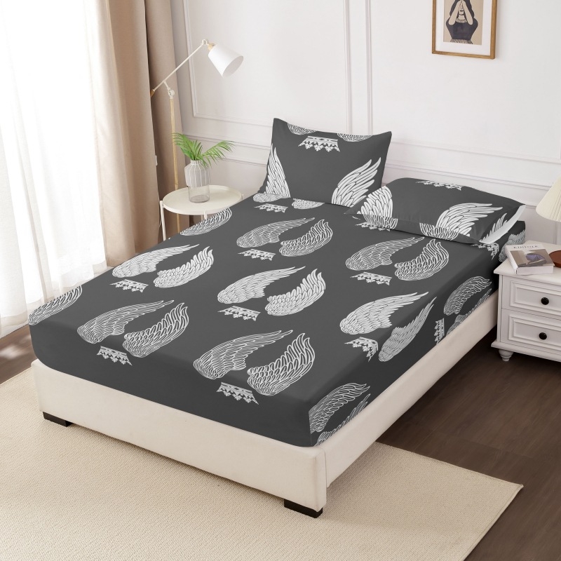 Nyomtatott flanel ágyneműkészlet geometriai mintával, 4 részes, egész éves, ágyméret 1,5 m