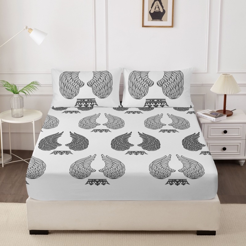 Nyomtatott flanel ágyneműkészlet geometriai mintával, 4 részes, egész éves, ágyméret 1,5 m