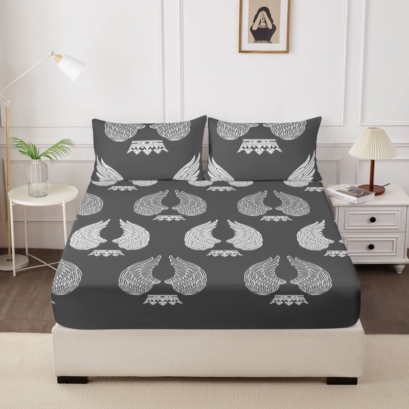 Nyomtatott flanel ágyneműkészlet geometriai mintával, 4 részes, egész éves, ágyméret 1,5 m