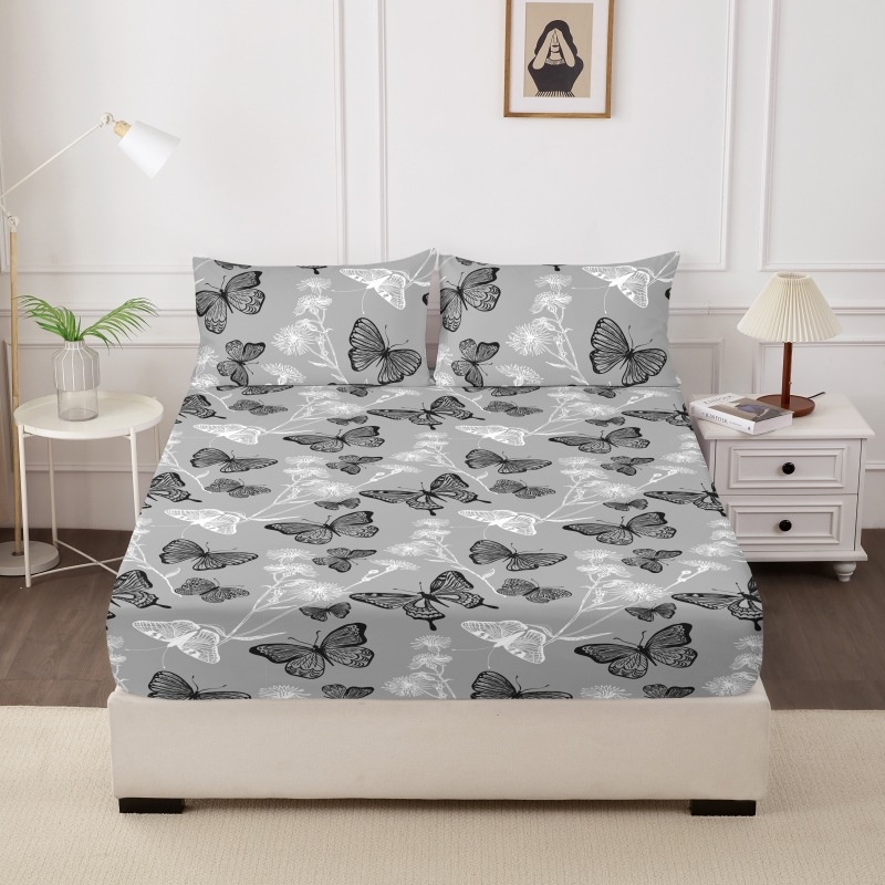 Nyomtatott flanel ágyneműkészlet geometriai mintával, 4 részes, egész éves, ágyméret 1,5 m