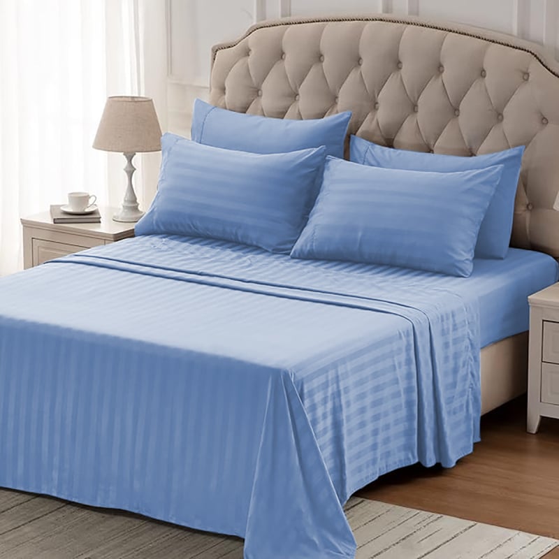 Mikrovláknová posteľná bielizeň s pruhmi, štvordielna súprava, s napínacím listom, pruhy a jednofarebné, polyester, vhodná pre všetky ročné obdobia, šetrná k pokožke, absorbuje vlhkosť a dýcha