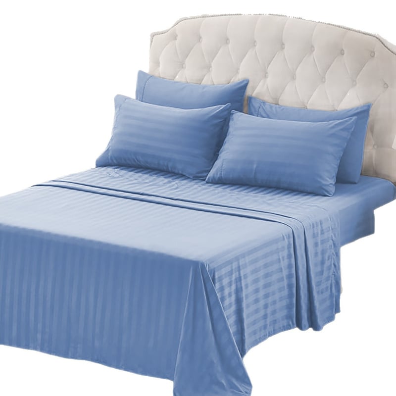 Mikrovláknová posteľná bielizeň s pruhmi, štvordielna súprava, s napínacím listom, pruhy a jednofarebné, polyester, vhodná pre všetky ročné obdobia, šetrná k pokožke, absorbuje vlhkosť a dýcha