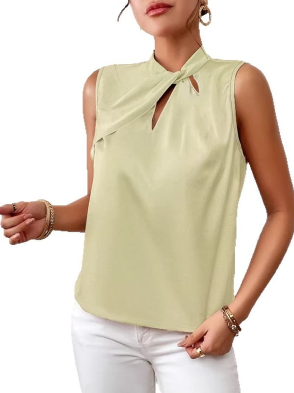Dámska bezruková vesta v mestskom štýle, krátka dĺžka, jednofarebná, tkanina Milk Silk, 95% polyester.